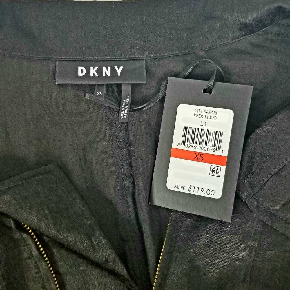 DKNY City Safari Black Collared Zip Down Romper - Picture 6 of 8